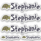 Set of 5 Cute Turtle Name Stickers (Voorkant)