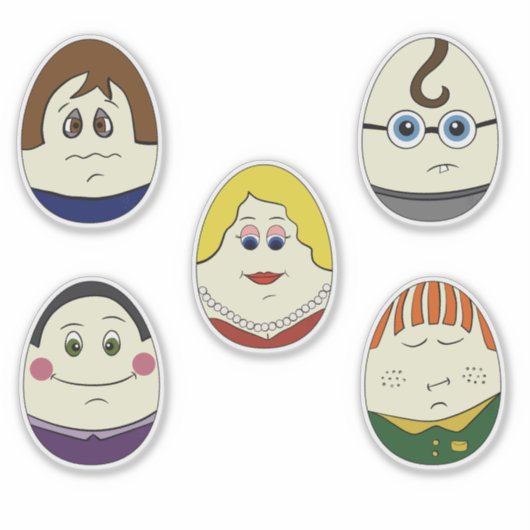 Set of 5 Painted Easter Egg Characters Sticker (Voorkant)