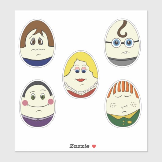 Set of 5 Painted Easter Egg Characters Sticker (Vel)