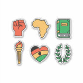 Set of 6 Black History Month Symbols Sticker (Voorkant)