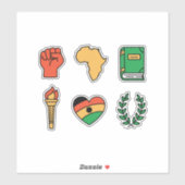 Set of 6 Black History Month Symbols Sticker (Vel)