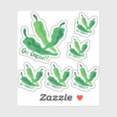 Set of 6 Go Green!!! Chile Peppers Custom-Cut Sticker (Vel)