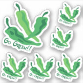 Set of 6 Go Green!!! Chile Peppers Custom-Cut Sticker (Voorkant)