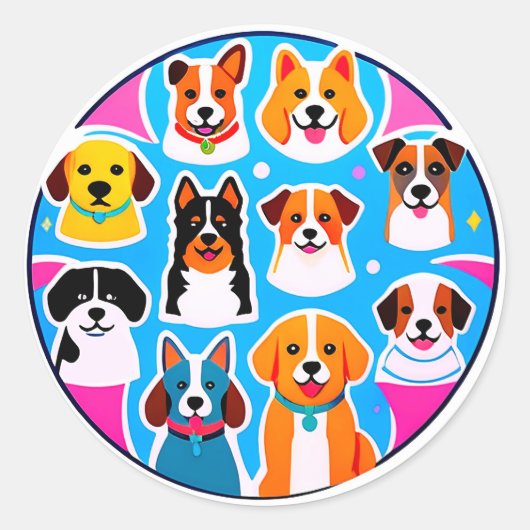 Set Of Adorable Dogs Ronde Sticker (Voorkant)