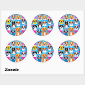 Set Of Adorable Dogs Ronde Sticker (Vel)