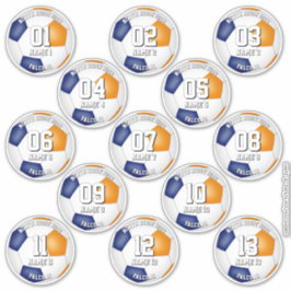 set of blue orange team colors 13 soccer players sticker
