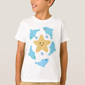Set of Blue sea Sharks with a Yellow Star T-shirt