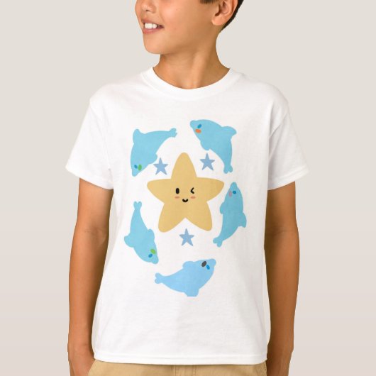 Set of Blue sea Sharks with a Yellow Star T-shirt (Voorkant)