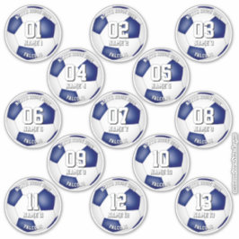 set of blue white team colors 13 soccer players sticker