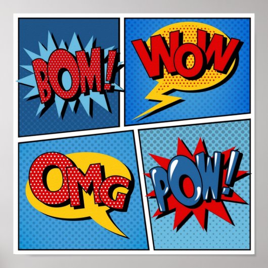 Set of Comic Bubbles in Pop Art Style Poster (Voorkant)