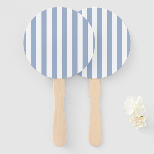 Set of Fans Baby Blue & White Stripe Handwaaier (Voorkant en achterkant)