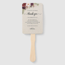 Set of Fans (​Elegant Rustic Marsala Floral Save) Handwaaier