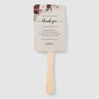 Set of Fans (​Elegant Rustic Marsala Floral Save) Handwaaier