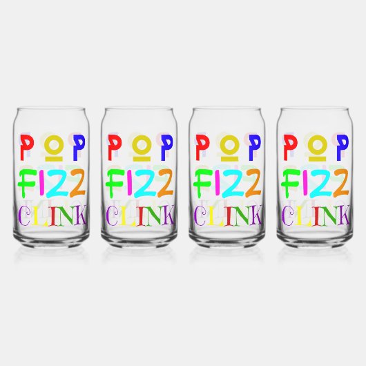 Set Of Four New Year Printed Can Glasses Blikvorm Glas (Achterkant)