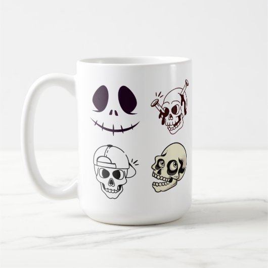 Set of Four Unique Skull Illustrations Koffiemok (Links)