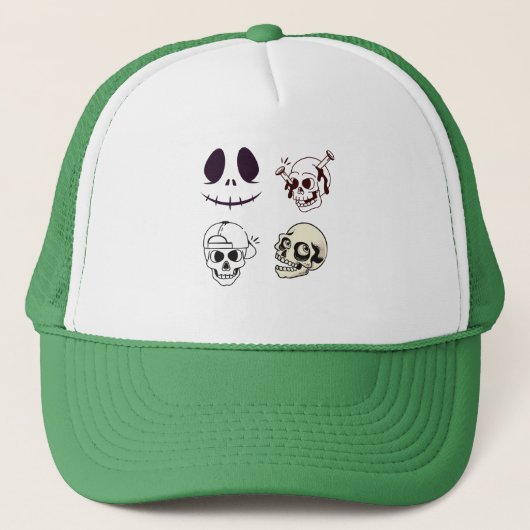 Set of Four Unique Skull Illustrations Trucker Pet (Voorkant)