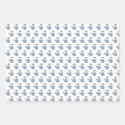 Set of Fun Gift Wrap Papers Hearts Tea Kettle  Inpakpapier Vel (Voorkant 2)