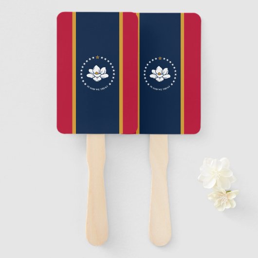 Set of hand fans with flag of Mississippi, USA Handwaaier (Voorkant en achterkant)