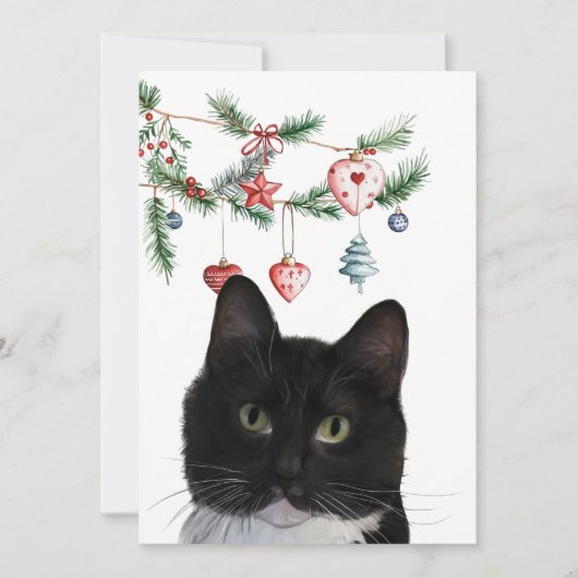 Set of Holiday Note Cards 5x7 Tuxedo Cat Notitiekaartje (Voorkant)