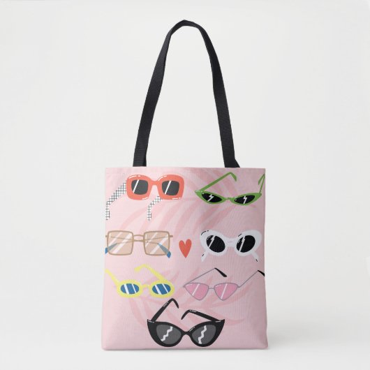 Set of trendy sunglasses in fun cartoon style tote bag (Voorkant)