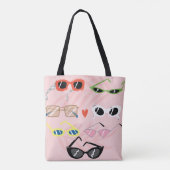 Set of trendy sunglasses in fun cartoon style tote bag (Achterkant)