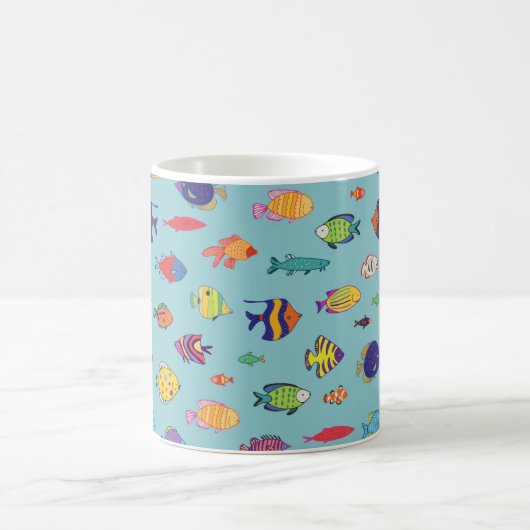 Set of tropical fish. line seamless pattern koffiemok (Center)