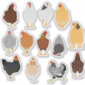 set of various chickens sticker (Voorkant)