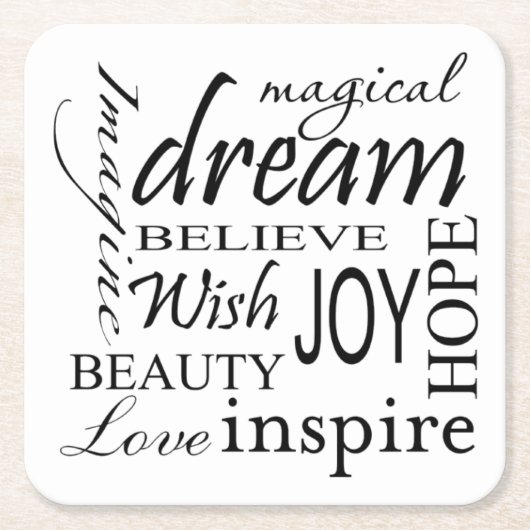 Set Onderzetters met zes papierformaten - Dream (Voorkant)