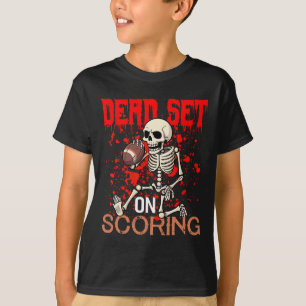 Set op Scoring Skeleton Football speler Halloween T-shirt
