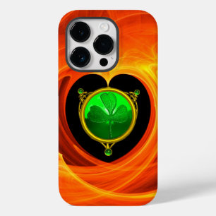 SET PATRICK'S DAG CELTIC HEART, SHAMROCK IN ORANJE iPhone 14 PLUS HOESJE