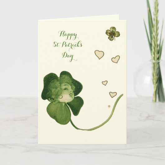 SET PATRICK'S DAG LUCKY SHAMROCK LADIES MET HEARTS KAART (Voorkant)