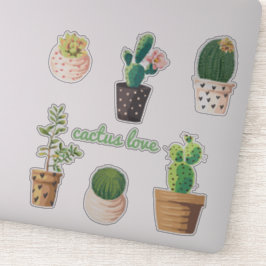 Set Plant Potted Cactus Sticker