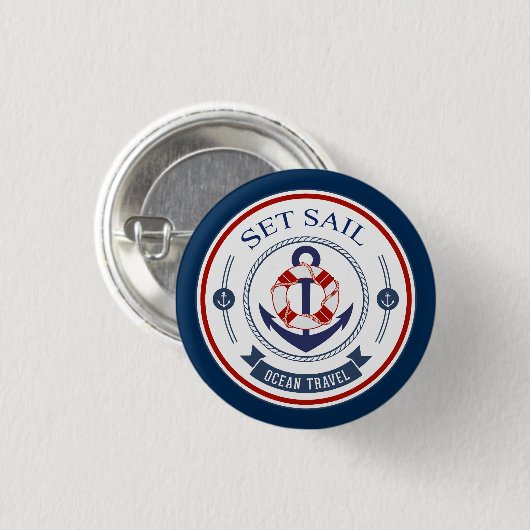 Set Sail Ocean Travel Nautisch Ronde Button 3,2 Cm (Voorkant /achterkant)