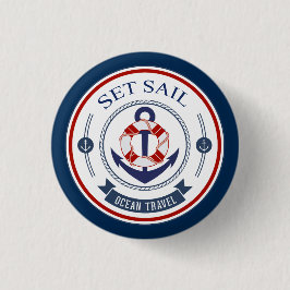 Set Sail Ocean Travel Nautisch Ronde Button 3,2 Cm