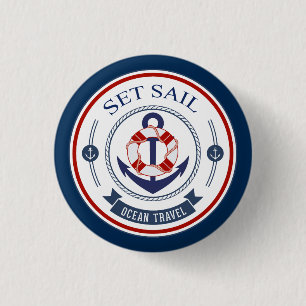 Set Sail Ocean Travel Nautisch Ronde Button 3,2 Cm