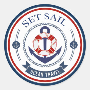 Set Sail Ocean Travel Nautisch Ronde Sticker