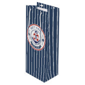 Set Sail Ocean Travel Nautisch Wijn Cadeautas (Voorkant Gekanteld)