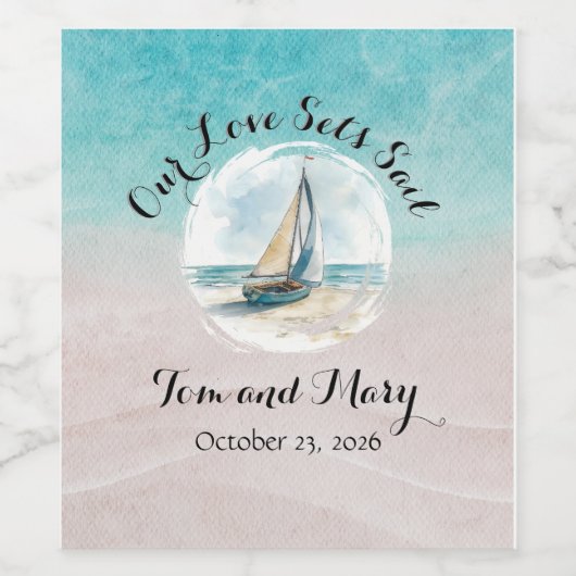 Set Sail Sticker voor wijnfles (Enkel label)