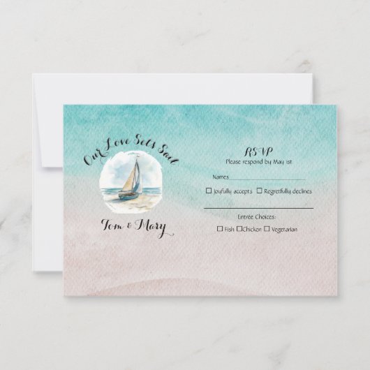 Set Sail Wedding RSVP Kaartje (Voorkant)