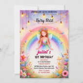 set schattig bloemenroze meisje fee eerste 1e verj kaart (Voorkant)