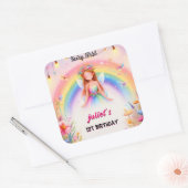 set schattig bloemenroze meisje fee eerste 1e verj vierkante sticker (Envelop)