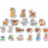 set schattige bosdieren sticker (Voorkant)