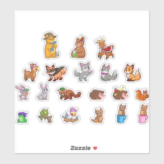 set schattige bosdieren sticker (Vel)