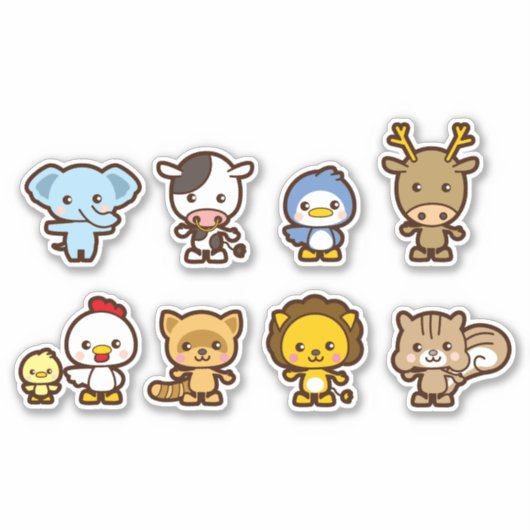 set schattige dieren sticker (Voorkant)