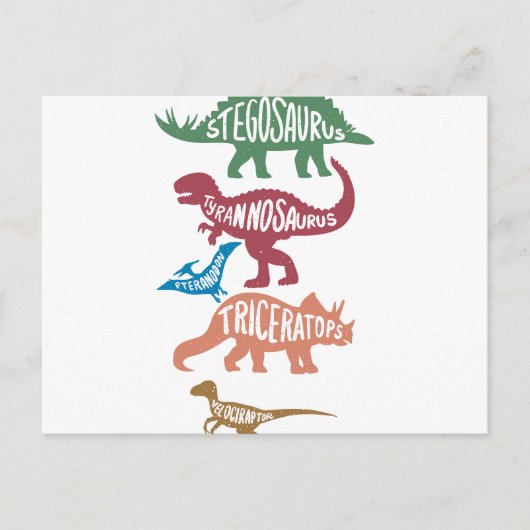 Set silhouettes van verschillende dinosaurussen briefkaart (Voorkant)