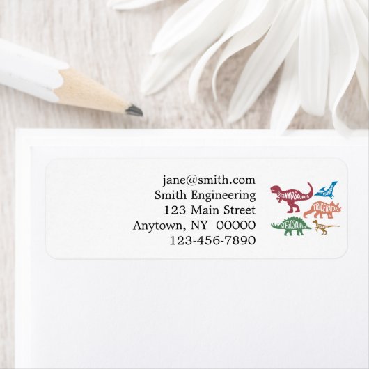 Set silhouettes van verschillende dinosaurussen etiket (Insitu)