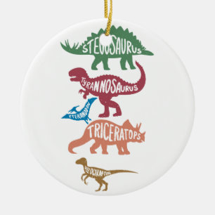 Set silhouettes van verschillende dinosaurussen keramisch ornament