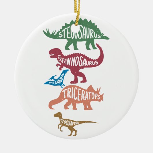 Set silhouettes van verschillende dinosaurussen keramisch ornament (Voorkant)