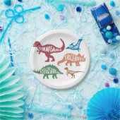 Set silhouettes van verschillende dinosaurussen papieren bordje (Feest)