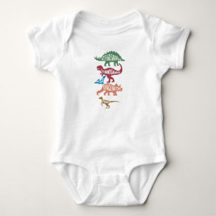 Set silhouettes van verschillende dinosaurussen romper